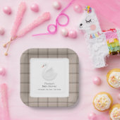 Baby shower van de Plaid Gingham Boy Papieren Bordje (Feest)