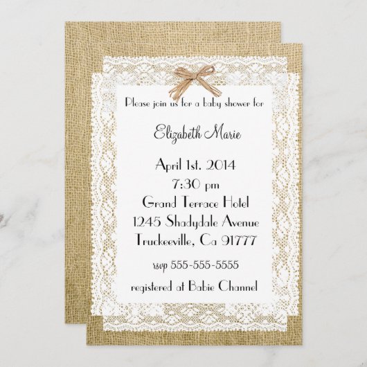 Baby shower van de rand kaart (Voorkant / Achterkant)