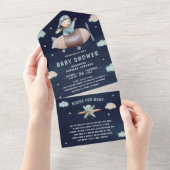 Baby shower van de  rederij van het vliegtuig Cute All In One Uitnodiging (Afscheurbaar)