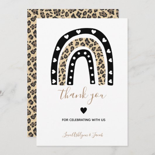 Baby shower van de regenboog van de Leopard van he Bedankkaart (Voorkant / Achterkant)