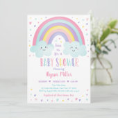 Baby shower van de regenboogwolken van Cute Pastel Kaart (Staand voorkant)