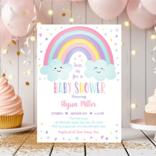 Baby shower van de regenboogwolken van Cute Pastel Kaart