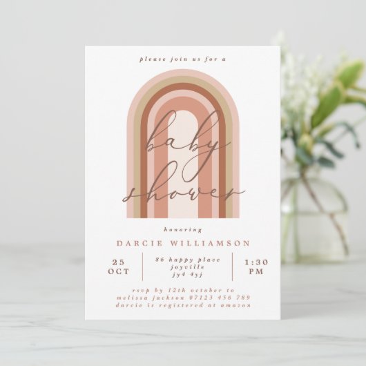 Baby shower van de roze Boho Rainbow Arch Kaart (Staand voorkant)
