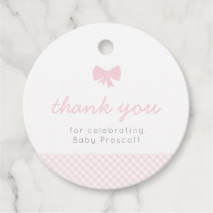 Baby shower van de roze boog van Gingham Bedankjes Labels