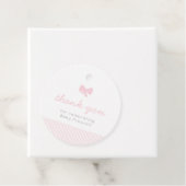 Baby shower van de roze boog van Gingham Bedankjes Labels (In situ)