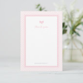 Baby shower van de roze boog van Gingham Bedankkaart (Staand voorkant)