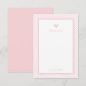 Baby shower van de roze boog van Gingham Bedankkaart (Voorkant / Achterkant)