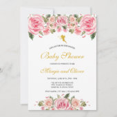 Baby shower van de roze vezelroze moerassen kaart (Voorkant)