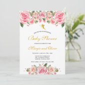 Baby shower van de roze vezelroze moerassen kaart (Staand voorkant)