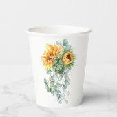 Baby shower van de Rustige zonnebloem Eucalyptus G Papieren Bekers (Achterkant)