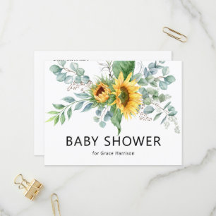 Baby shower van de Rustige zonnebloem Eucalyptus G Uitnodiging Briefkaart
