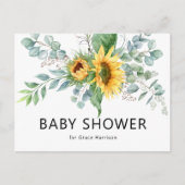 Baby shower van de Rustige zonnebloem Eucalyptus G Uitnodiging Briefkaart (Voorkant)