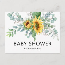 Baby shower van de Rustige zonnebloem Eucalyptus G Uitnodiging Briefkaart