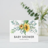 Baby shower van de Rustige zonnebloem Eucalyptus G Uitnodiging Briefkaart (Staand voorkant)