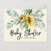 Baby shower van de Rustige zonnebloem Eucalyptus G Uitnodiging Briefkaart (Voorkant)