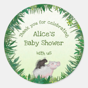 Baby shower van de Safari-dieren dankzij de sticke Ronde Sticker