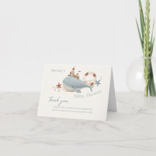 Baby shower van de schattige walvis bedankkaart (Voorkant)