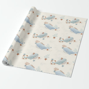 Baby shower van de schattige walvis cadeaupapier
