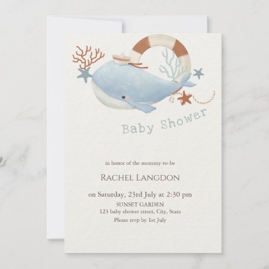 Baby shower van de schattige walvis kaart (Voorkant)