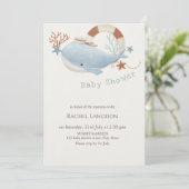 Baby shower van de schattige walvis kaart (Staand voorkant)
