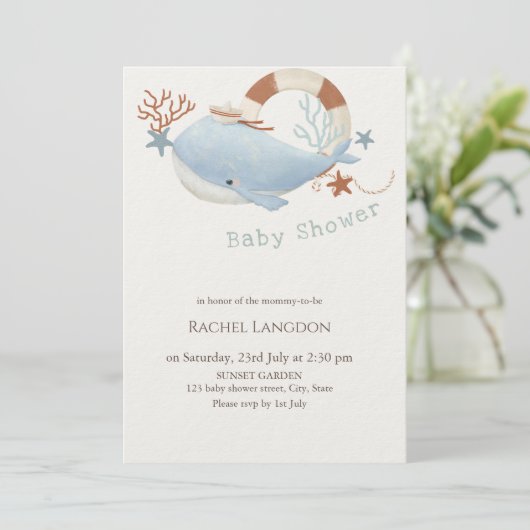 Baby shower van de schattige walvis kaart (Staand voorkant)