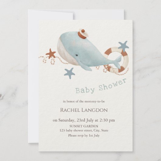 Baby shower van de schattige walvis kaart (Voorkant)