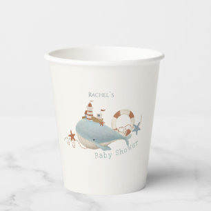 Baby shower van de schattige walvis papieren bekers