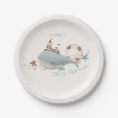 Baby shower van de schattige walvis papieren bordje (Voorkant)