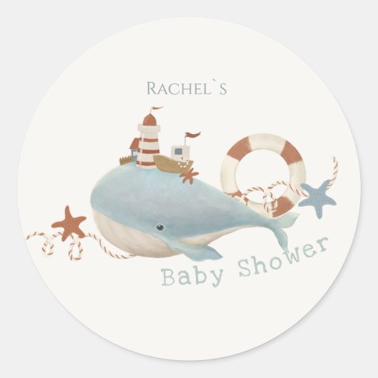 Baby shower van de schattige walvis ronde sticker (Voorkant)