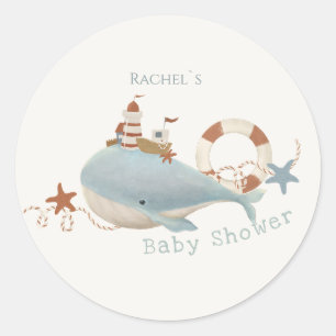 Baby shower van de schattige walvis ronde sticker