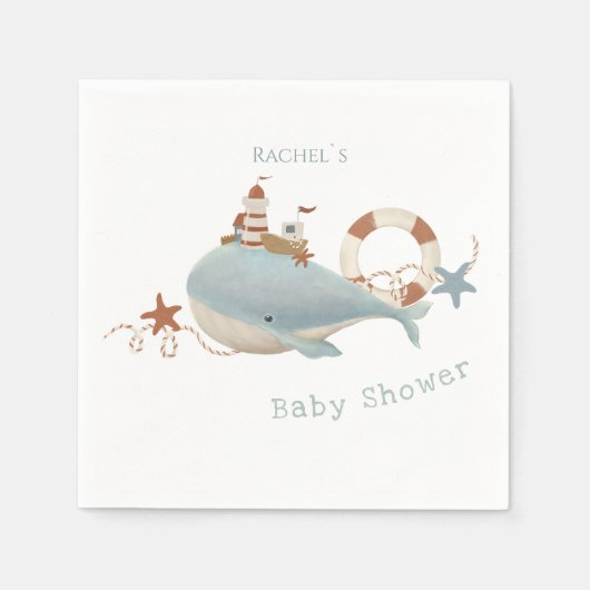 Baby shower van de schattige walvis servet (Voorkant)