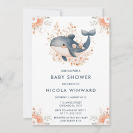 Baby shower van de Schattigee florale walvis Kaart
