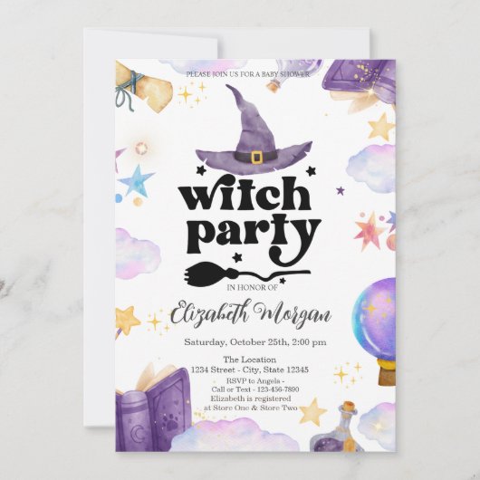 Baby shower van de Schattigee heksenpartij Kaart (Voorkant)