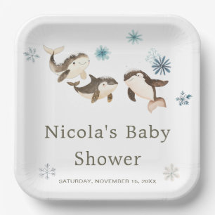 Baby shower van de Schattigee noordpoolwalvis Papieren Bordje