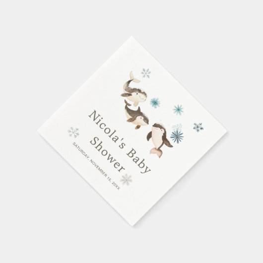 Baby shower van de Schattigee noordpoolwalvis Servet (Hoek)