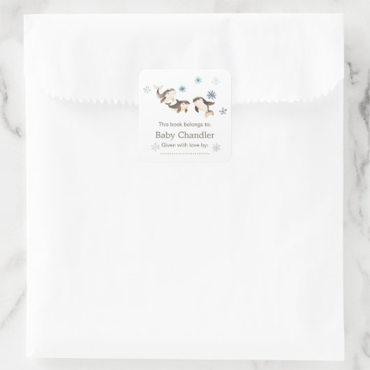 Baby shower van de Schattigee noordpoolwalvis Vierkante Sticker (Tas)
