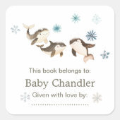Baby shower van de Schattigee noordpoolwalvis Vierkante Sticker (Voorkant)