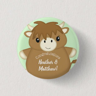 Baby shower van de Schotse Koe Highland Ronde Button 3,2 Cm