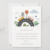 Baby shower van de stadswagenauto Cute City Bedankkaart (Voorkant)