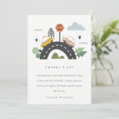Baby shower van de stadswagenauto Cute City Bedankkaart (Staand voorkant)