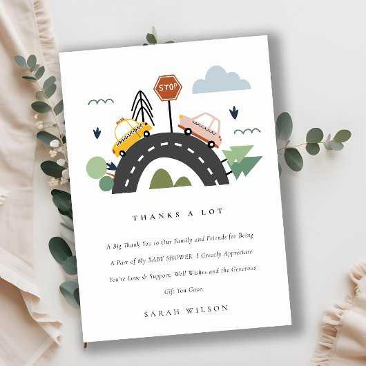 Baby shower van de stadswagenauto Cute City Bedankkaart