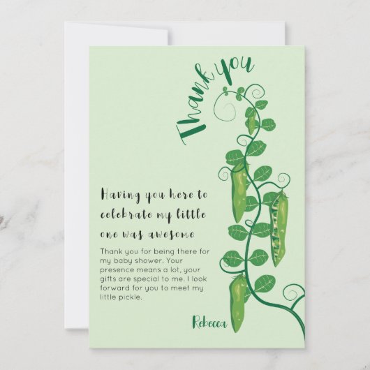 Baby shower van de suikererwt bedankkaart (Voorkant)