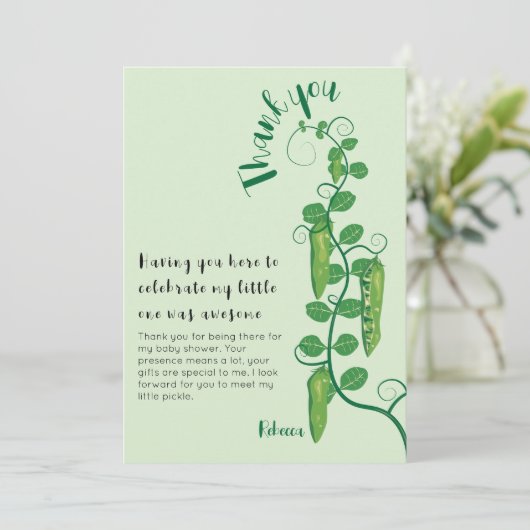 Baby shower van de suikererwt bedankkaart (Staand voorkant)