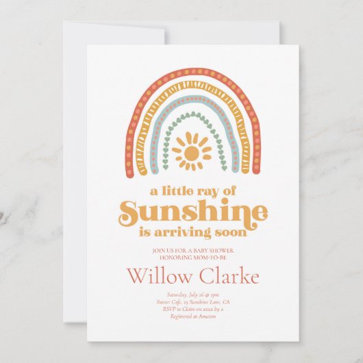 Baby shower van de Sunshine Boho-regenboog Kaart (Voorkant)