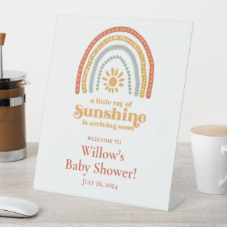 Baby shower van de Sunshine Boho-regenboog Reclamebord Met Voetstuk