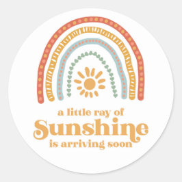 Baby shower van de Sunshine Boho-regenboog Ronde Sticker