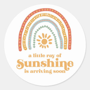 Baby shower van de Sunshine Boho-regenboog Ronde Sticker