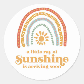 Baby shower van de Sunshine Boho-regenboog Ronde Sticker