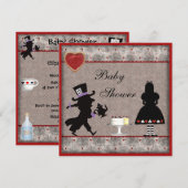 Baby shower van de Tea Party van Mad Hatter nodigt Kaart (Voorkant / Achterkant)