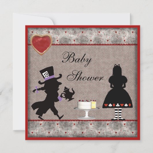 Baby shower van de Tea Party van Mad Hatter nodigt Kaart (Voorkant)